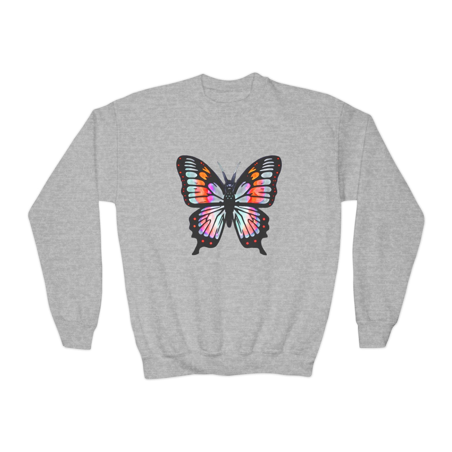 Youth Crewneck Sweatshirt with Butterfly Design | OKEYCITY