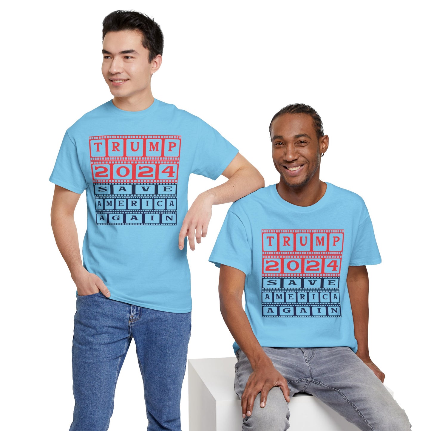 Unisex Heavy Cotton Tee with Trump 2024 Design | OKEYCITY