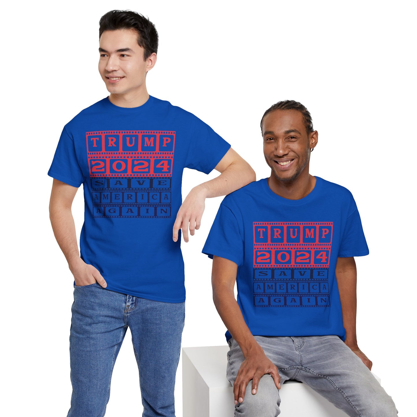 Unisex Heavy Cotton Tee with Trump 2024 Design | OKEYCITY