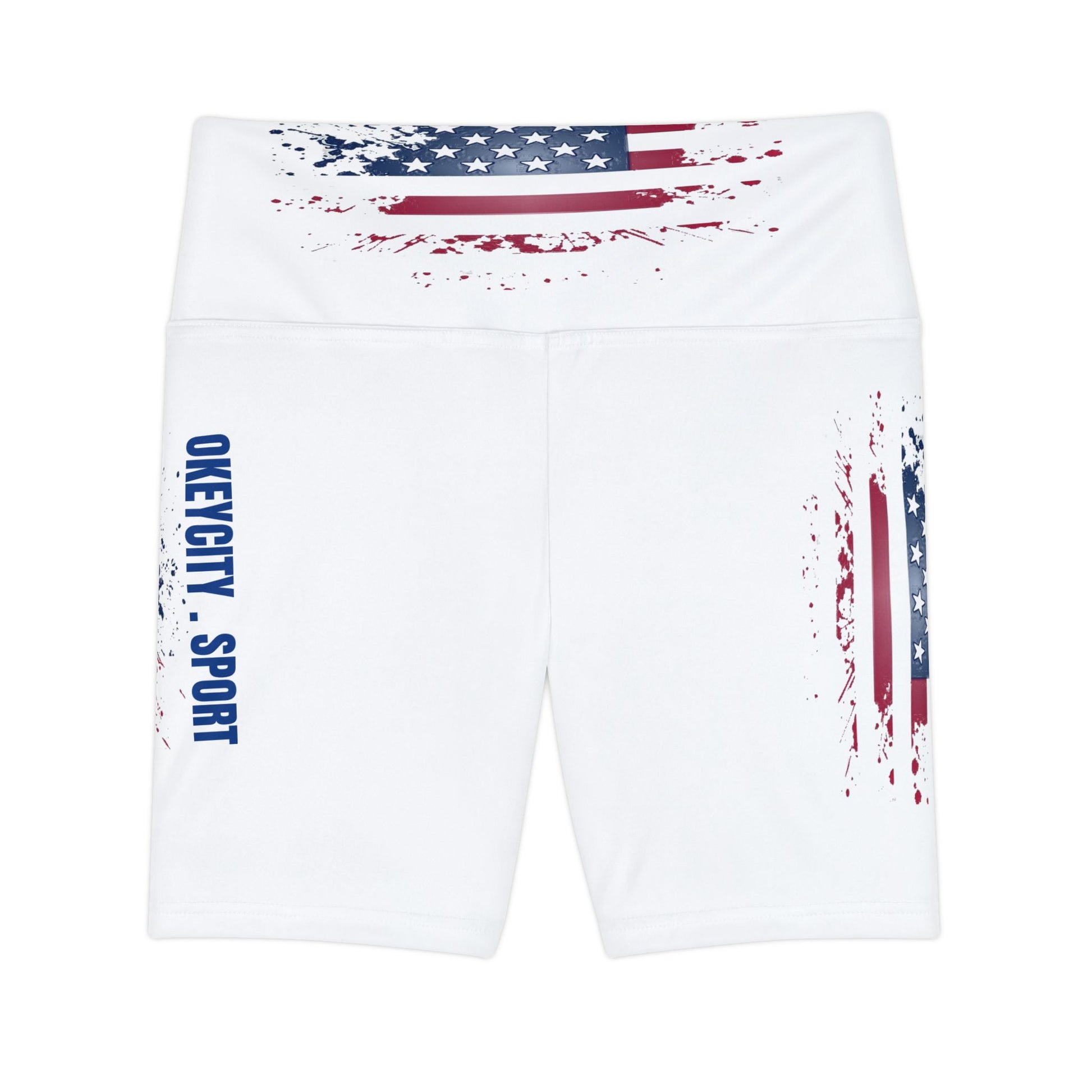 Women's Workout Shorts with USA Flag Design | OKEYCITY