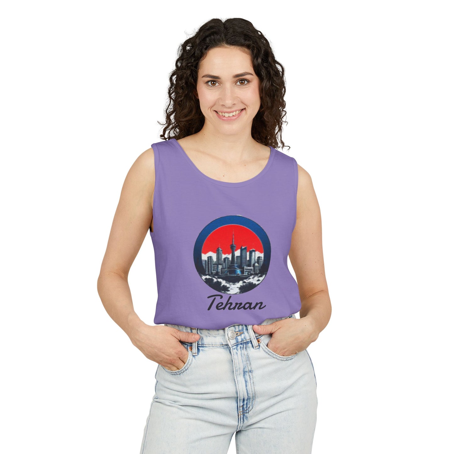 Unisex Garment-Dyed Tank Top with tehran Design | OKEYCITY