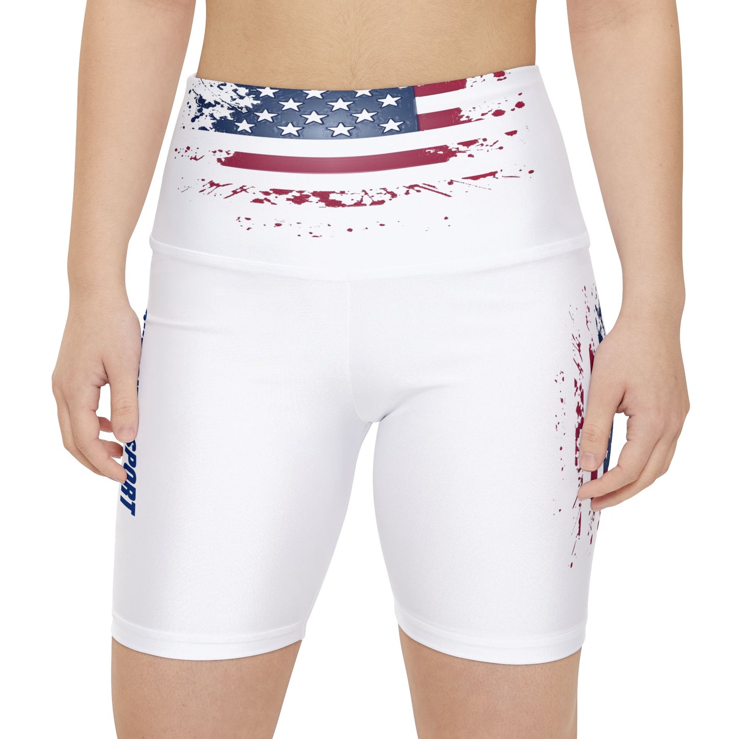 Women's Workout Shorts with USA Flag Design | OKEYCITY