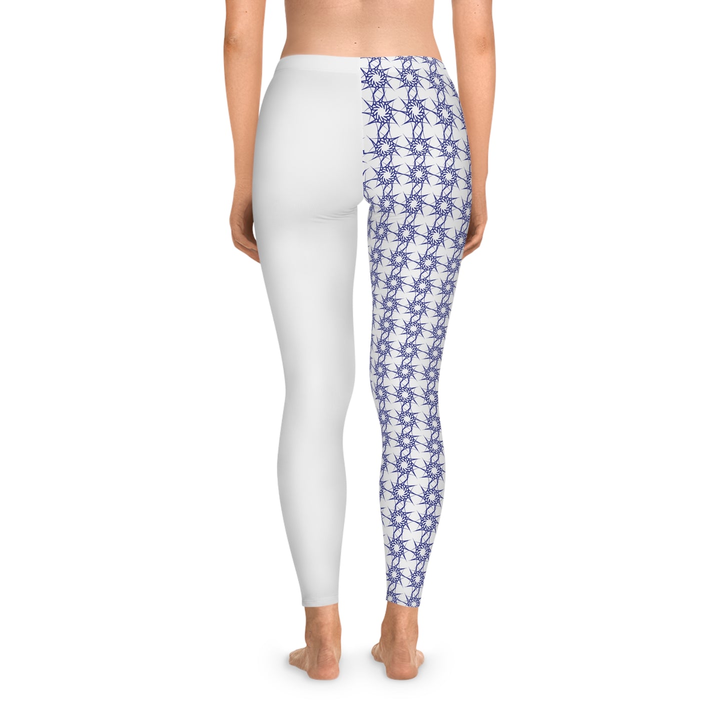 Stretchy Leggings (AOP) With blue symbol Design | OKEYCITY