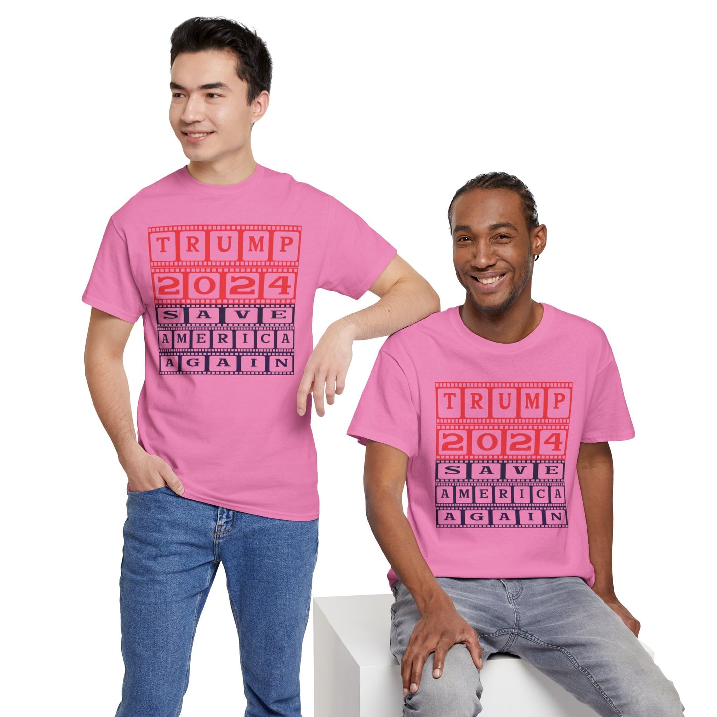 Unisex Heavy Cotton Tee with Trump 2024 Design | OKEYCITY