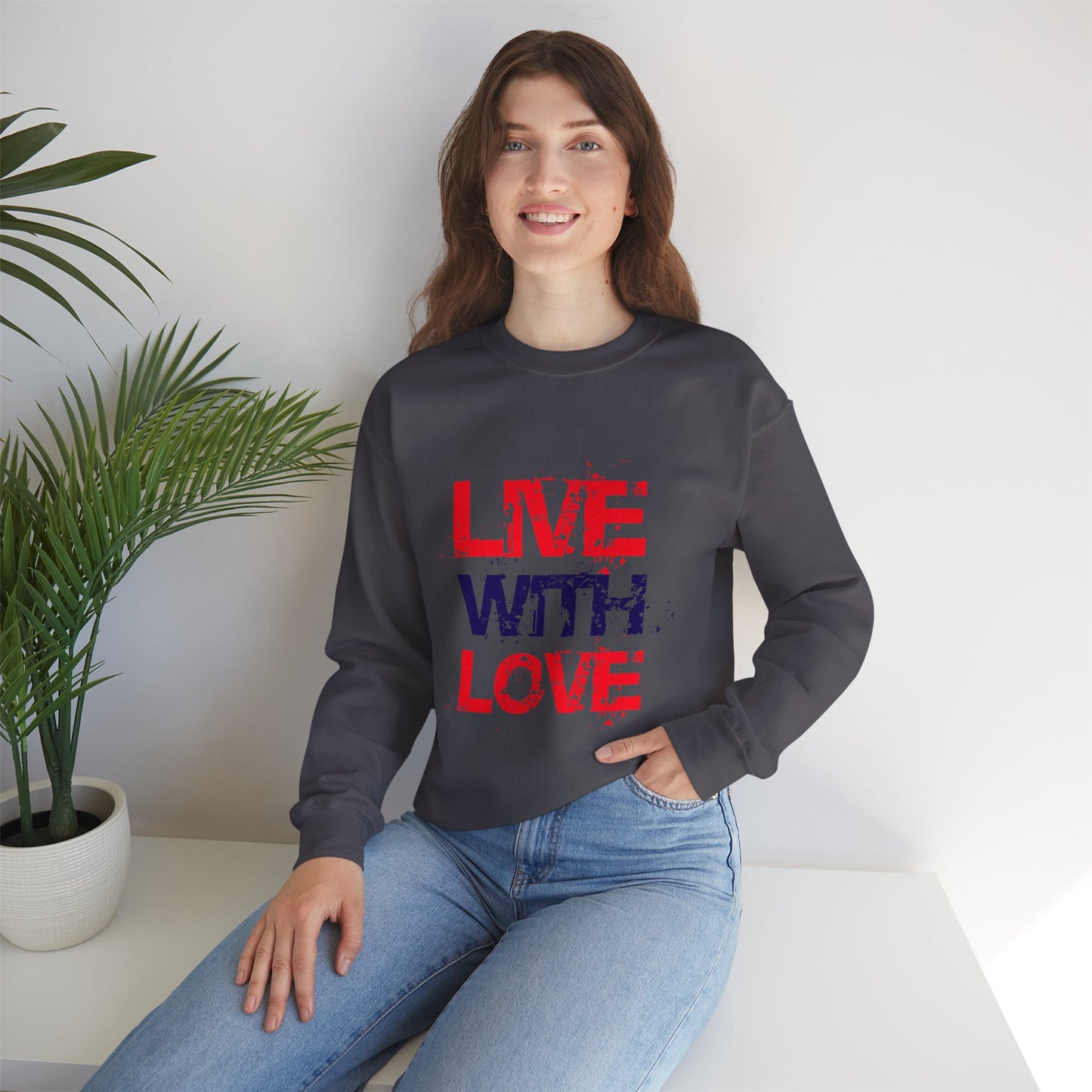 Unisex Heavy Blend™ Crewneck Sweatshirt with love Design | OKEYCITY