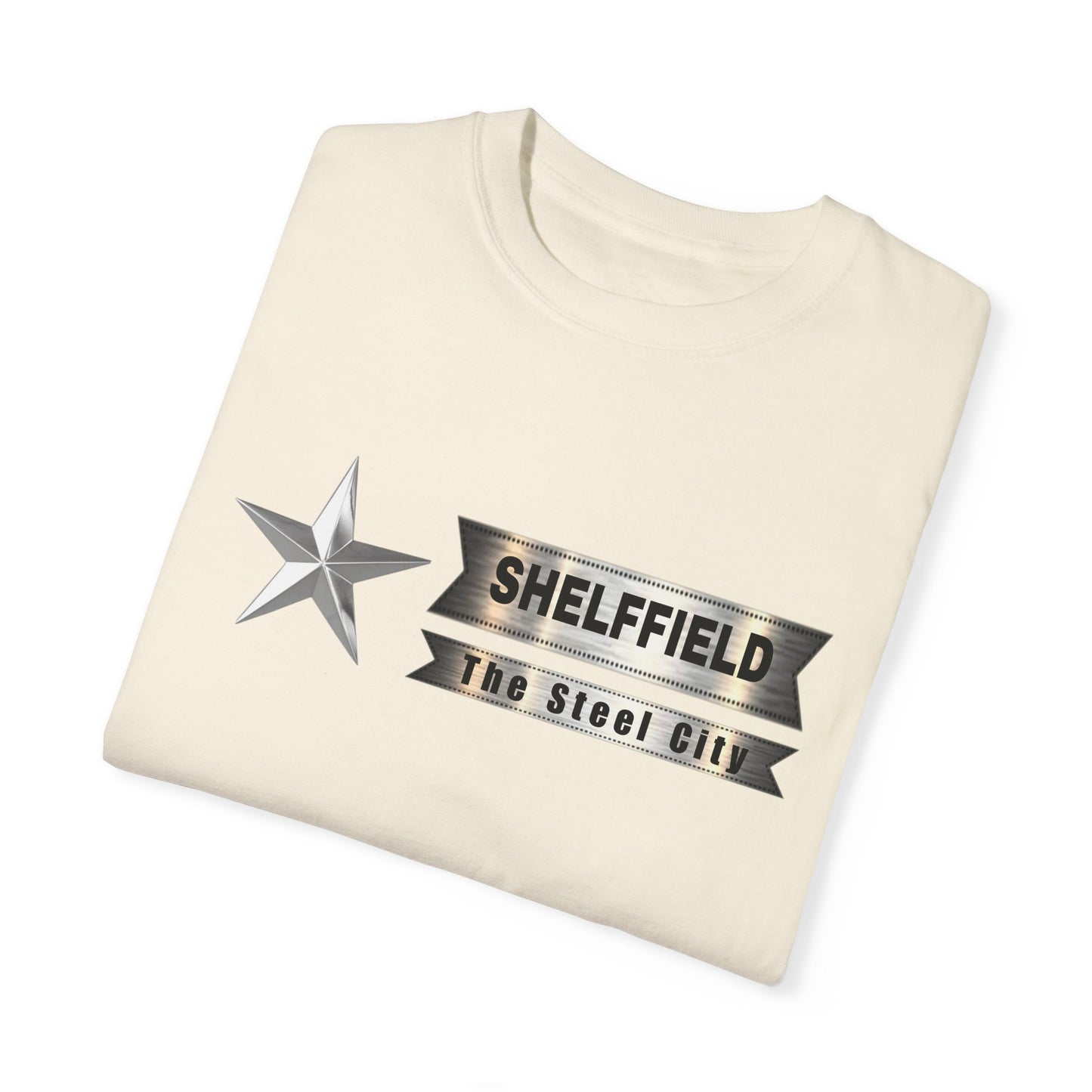 Unisex Garment-Dyed T-shirt with Shelffield Design | OKEYCITY