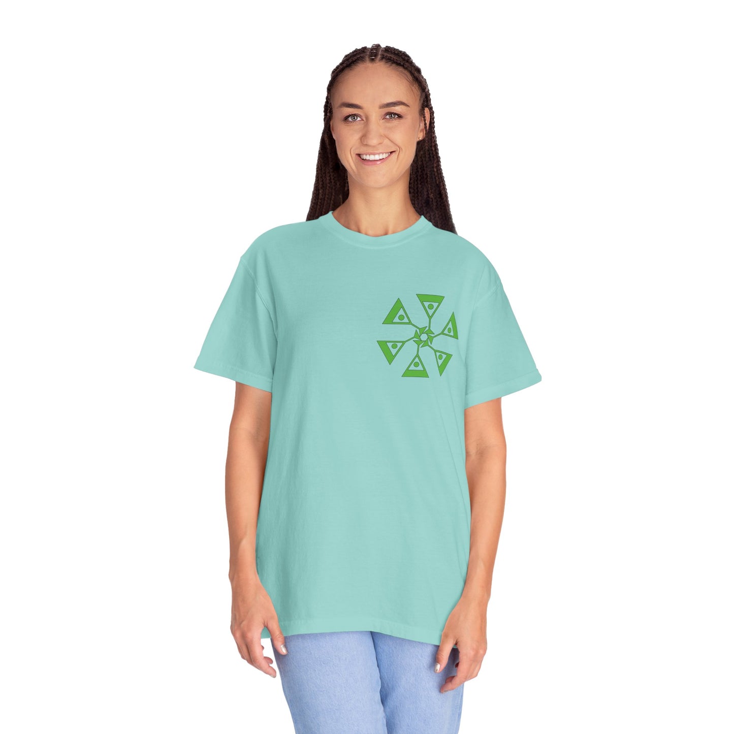 Unisex Garment-Dyed T-shirt with green pattern Design | OKEYCITY