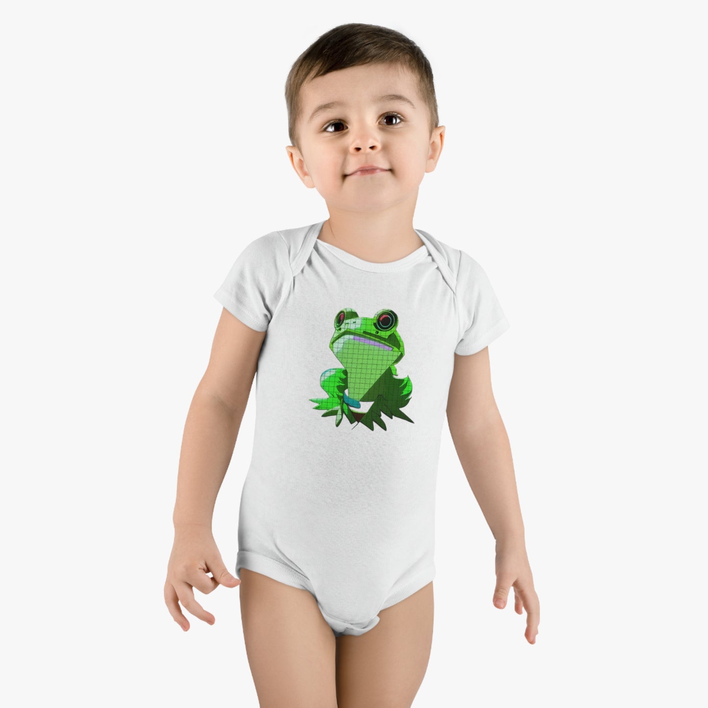 Baby Short Sleeve Onesie® with Green Frog Design | OKEYCITY