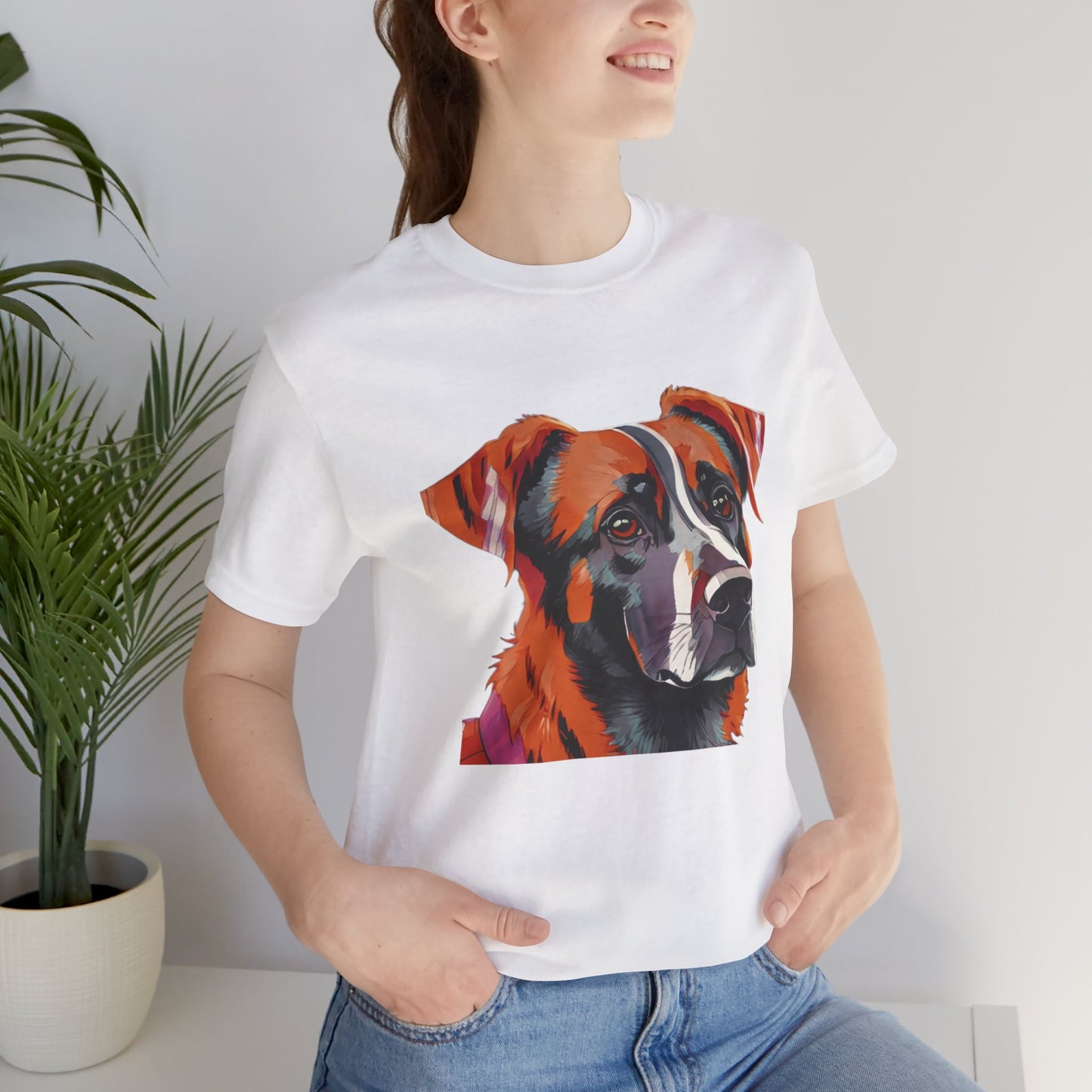 Unisex Jersey Short Sleeve Tee with dog design | OKEYCITY