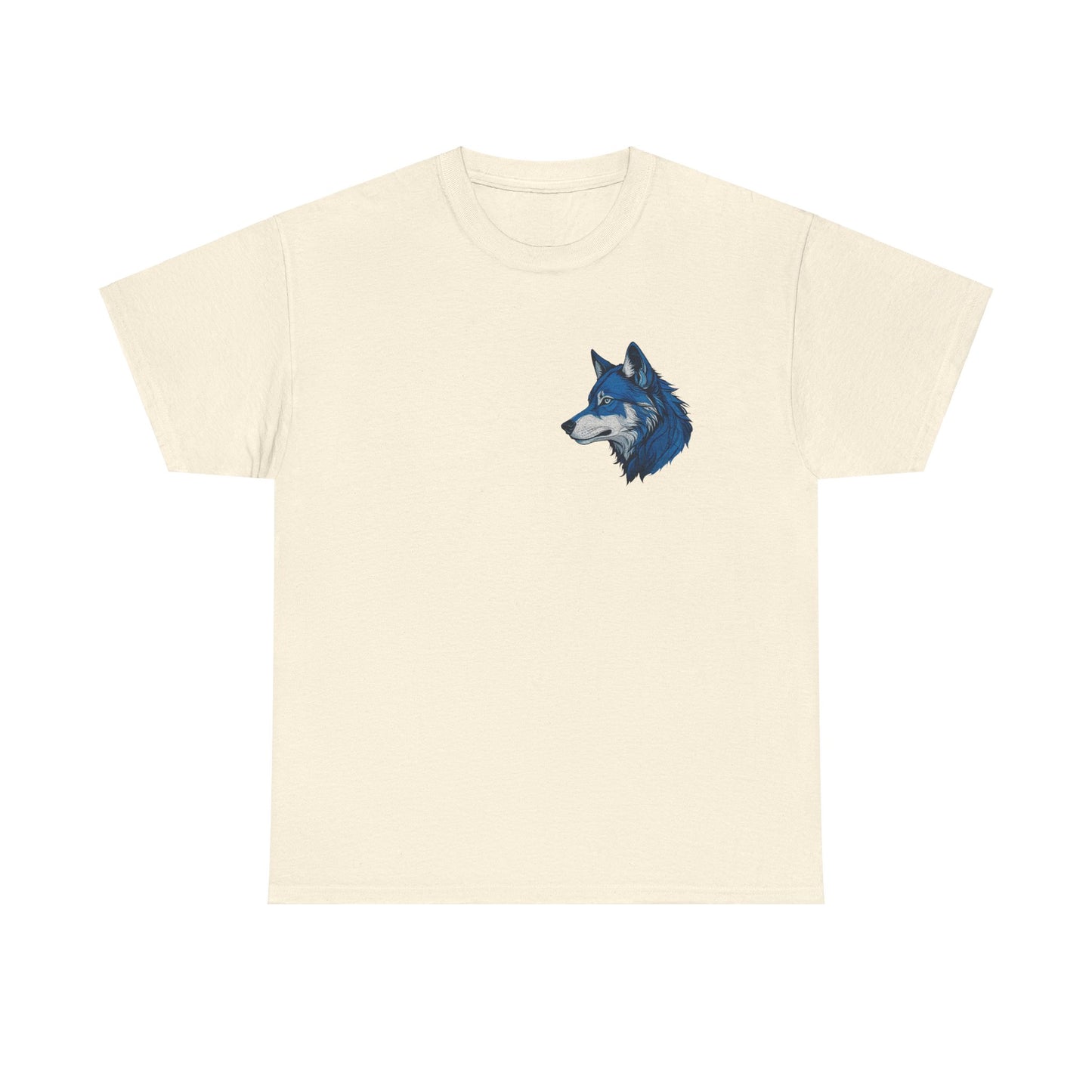 Unisex Heavy Cotton Tee with deep blue wolf Design | OKEYCITY