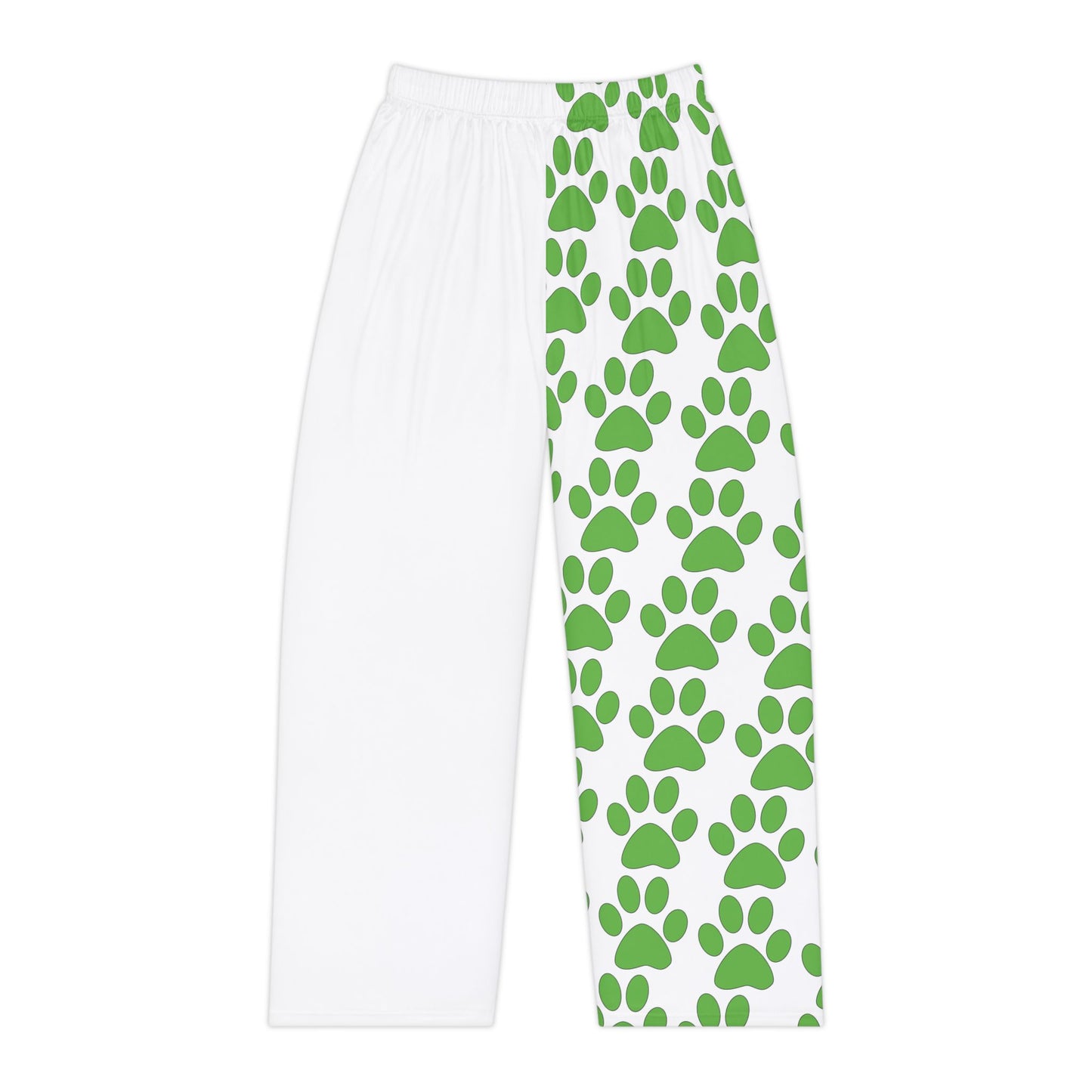 Women's Pajama Pants (AOP) with Green dog footprint design | OKEYCITY