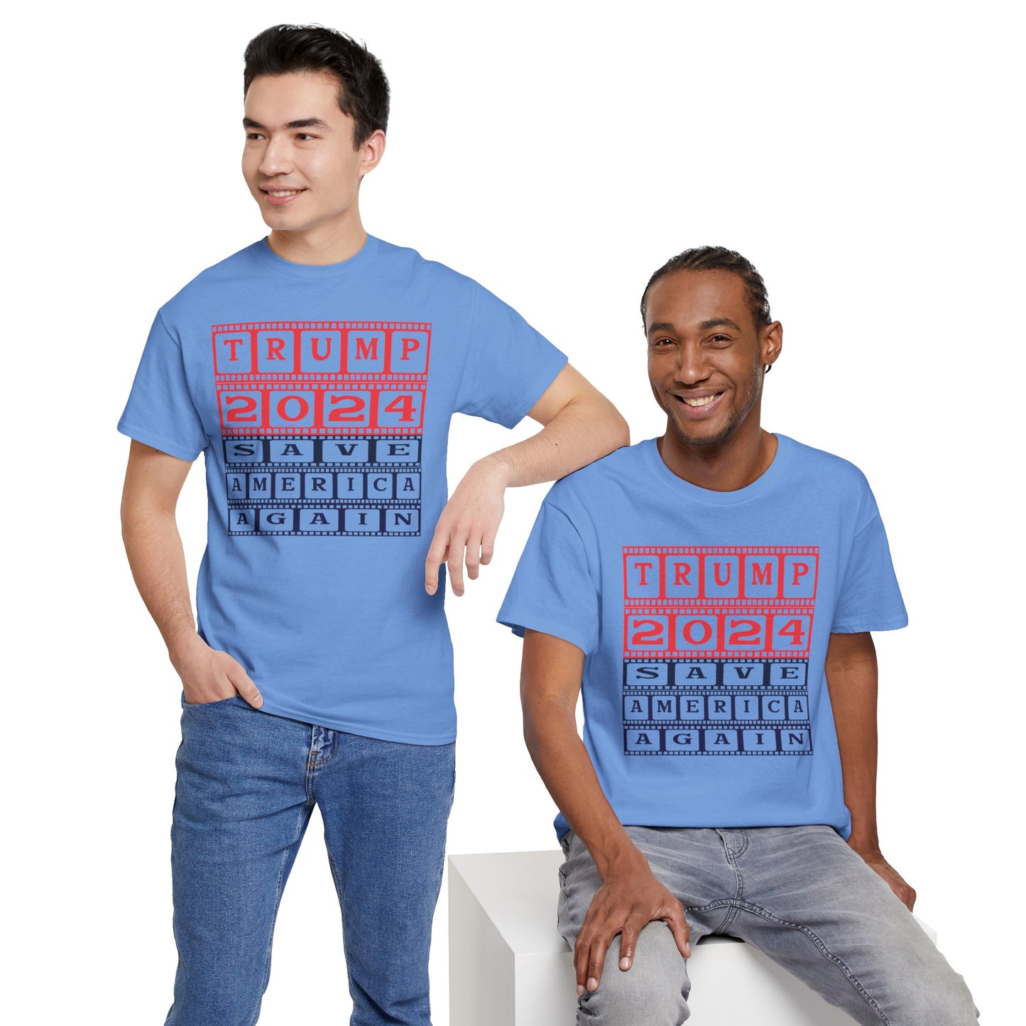 Unisex Heavy Cotton Tee with Trump 2024 Design | OKEYCITY