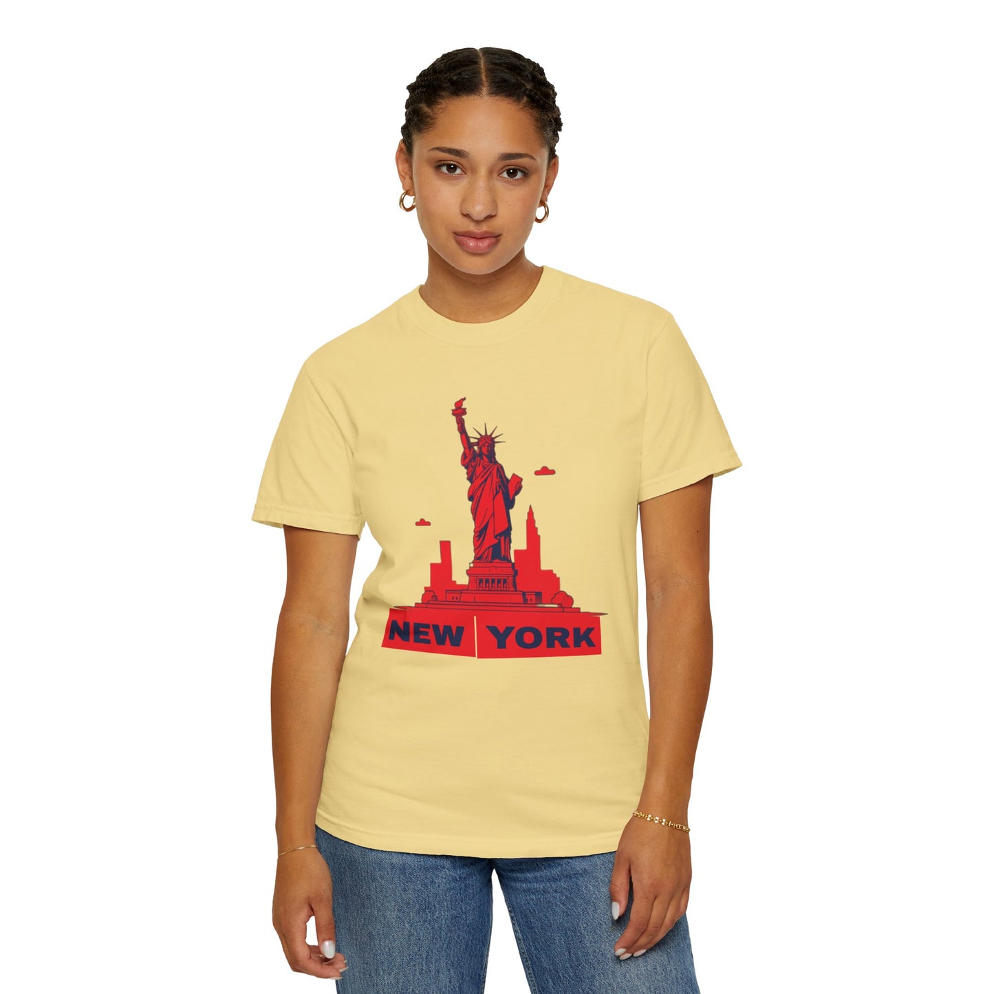 Unisex Garment-Dyed T-shirt with vector New York city Design | OKEYCITY