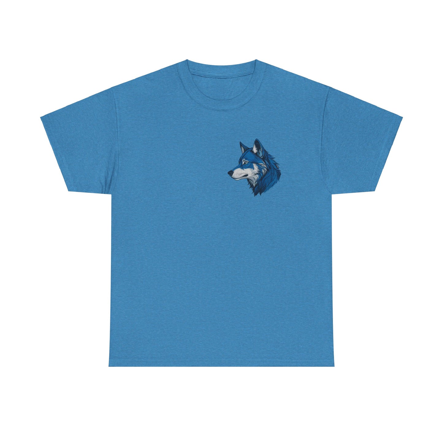 Unisex Heavy Cotton Tee with deep blue wolf Design | OKEYCITY