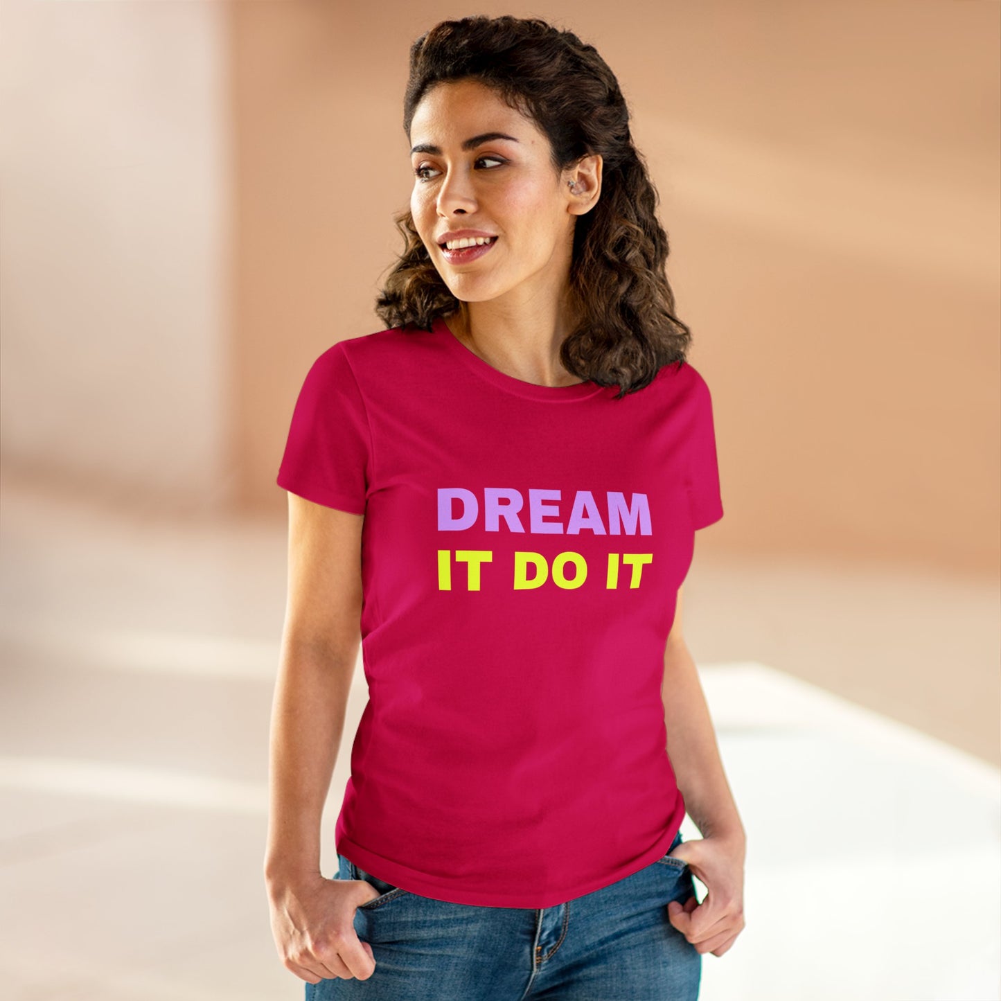 Women's Midweight Cotton Tee With Typography Design | OKEYCITY