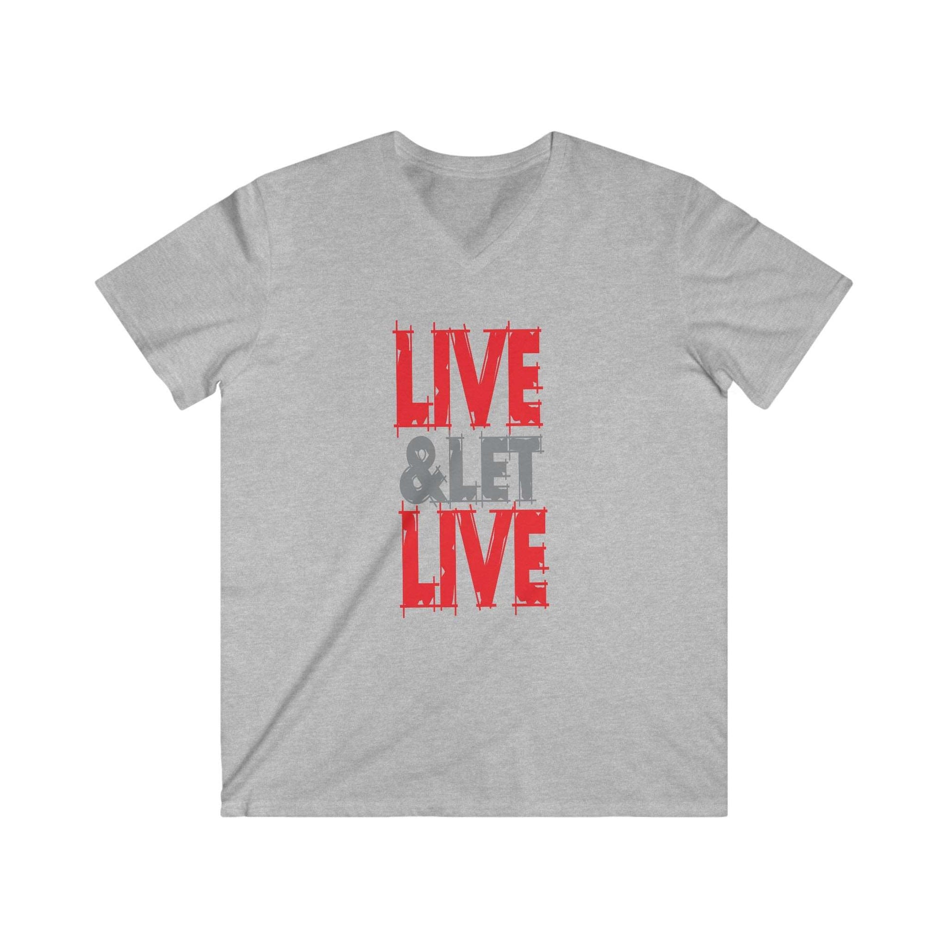 Men's Fitted V-Neck Short Sleeve Tee With Live Let Live Design| OKEYCITY