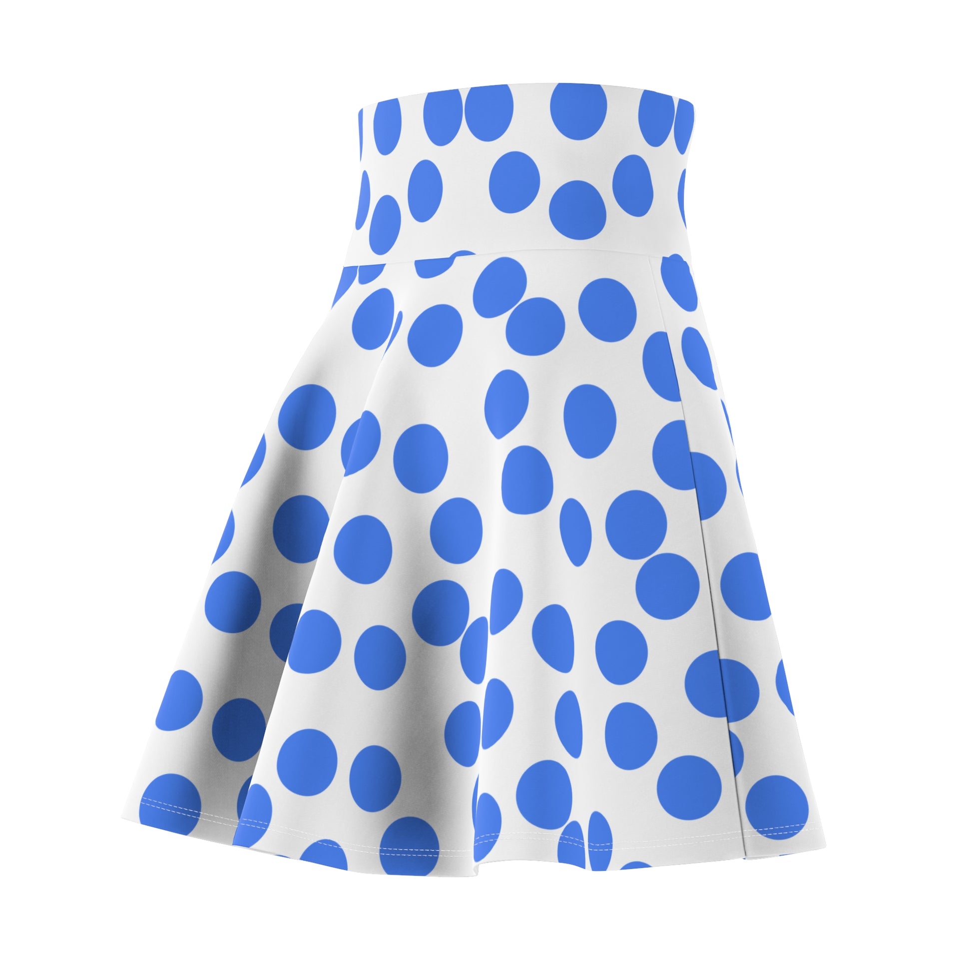 Women's Skater Skirt with blue dot Design | OKEYCITY