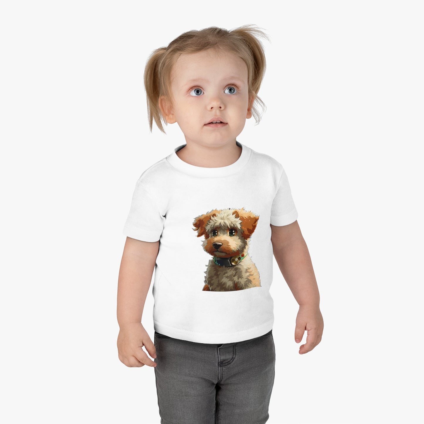 Infant Cotton Jersey Tee With Dog Design | OKEYCITY