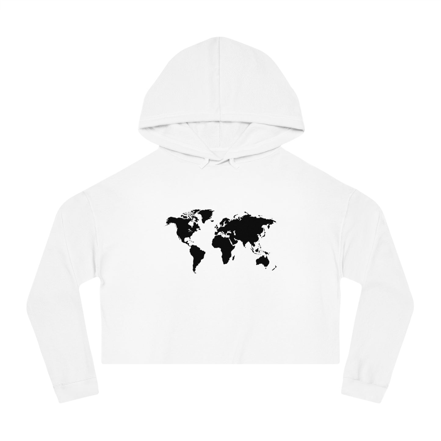 Women’s Cropped Hooded Sweatshirt with map world Design | OKEYCITY