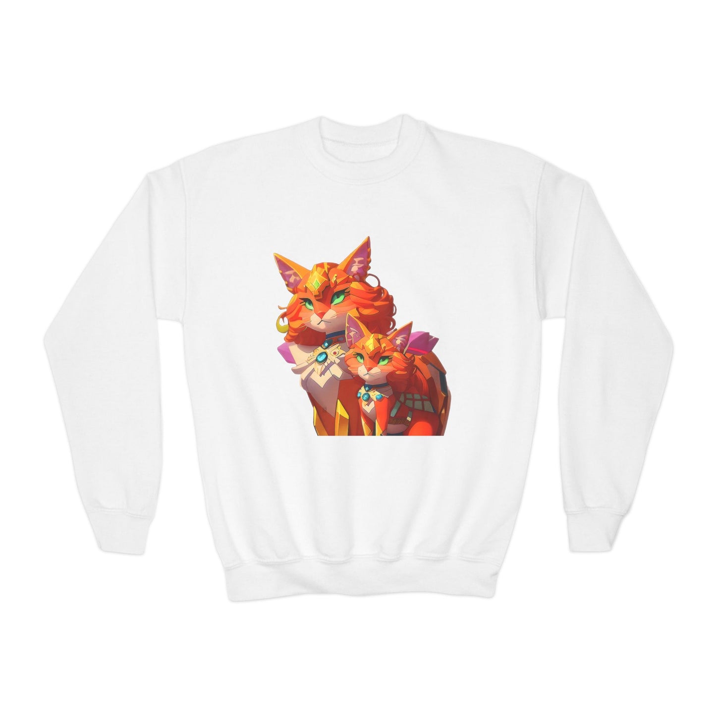 Youth Crewneck Sweatshirt with cats vector Design | OKEYCITY