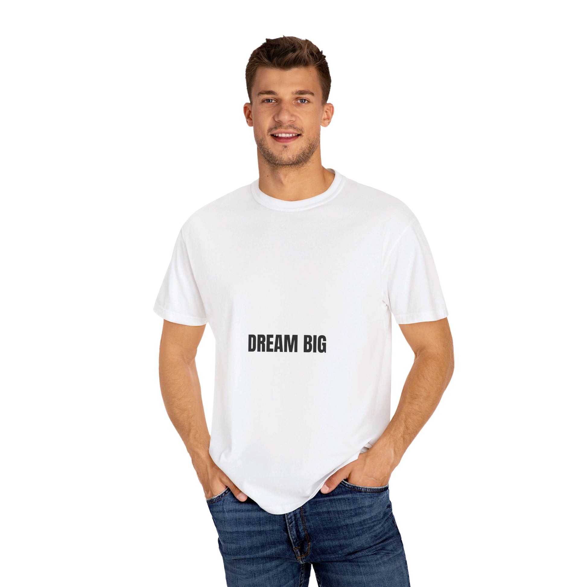 White T-Shirt with 'Dream Big' Inspirational Print| OKEYCITY