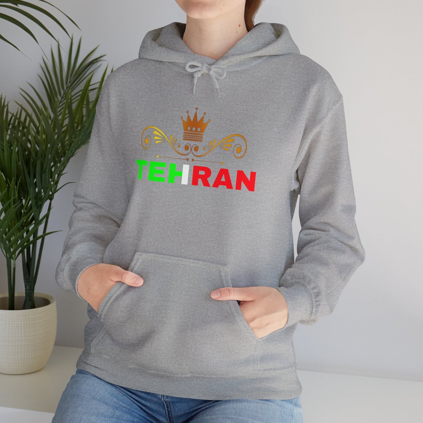 Unisex Heavy Blend™ Hooded Sweatshirt With Tehran and Iran Symbol Design | OKEYCITY