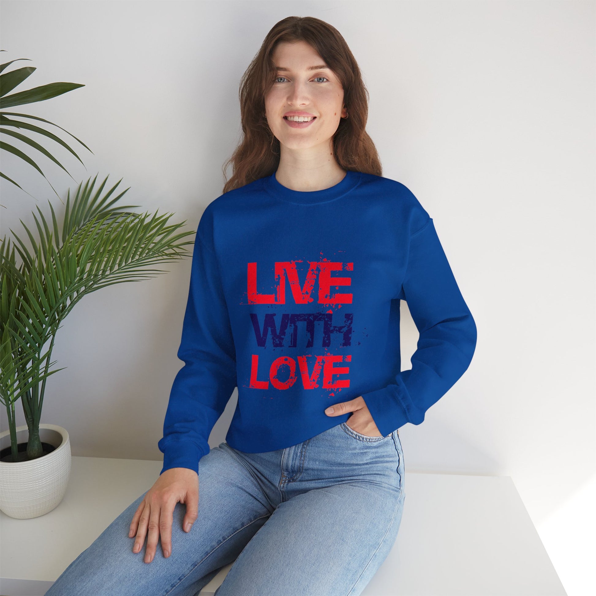 Unisex Heavy Blend™ Crewneck Sweatshirt with love Design | OKEYCITY