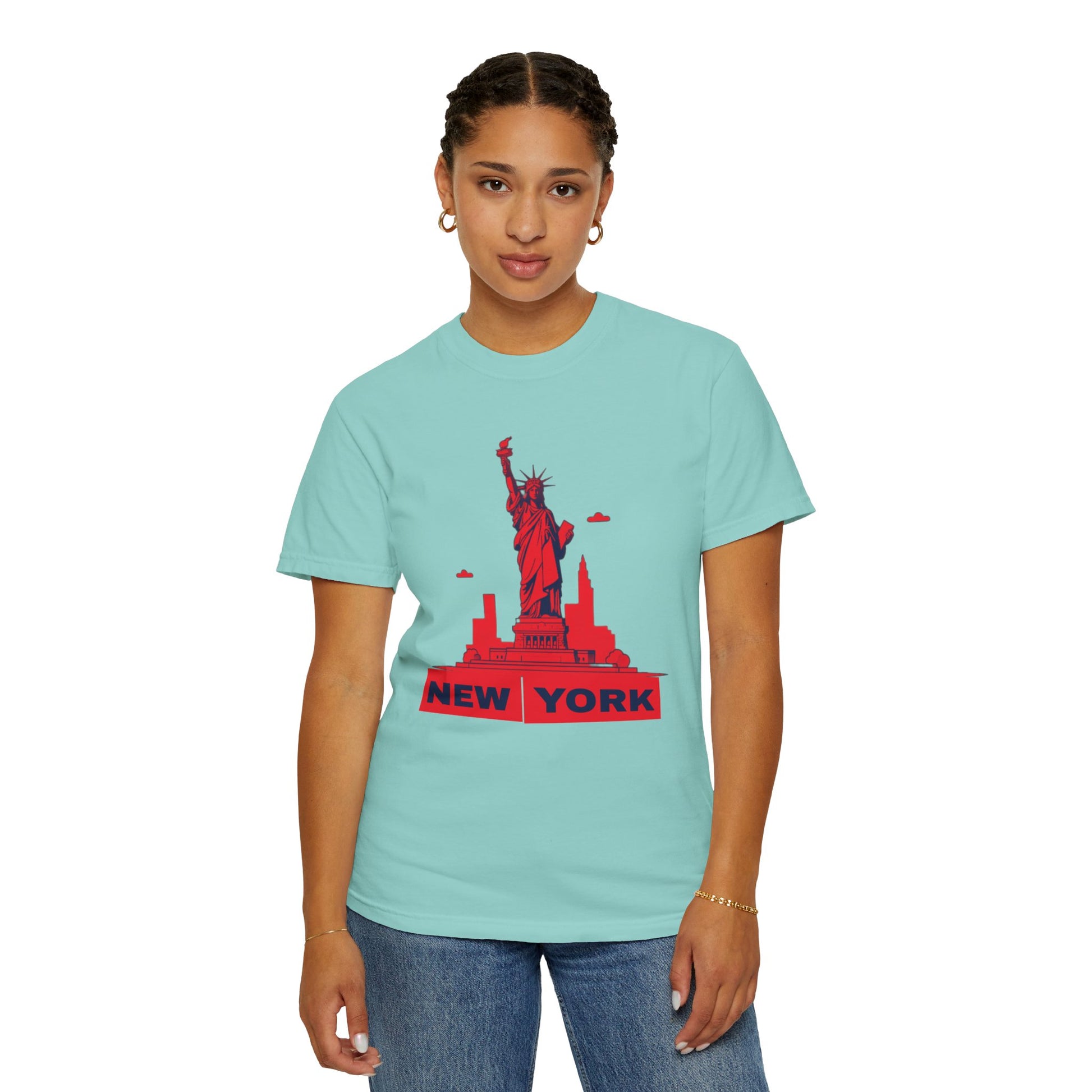 Unisex Garment-Dyed T-shirt with vector New York city Design | OKEYCITY