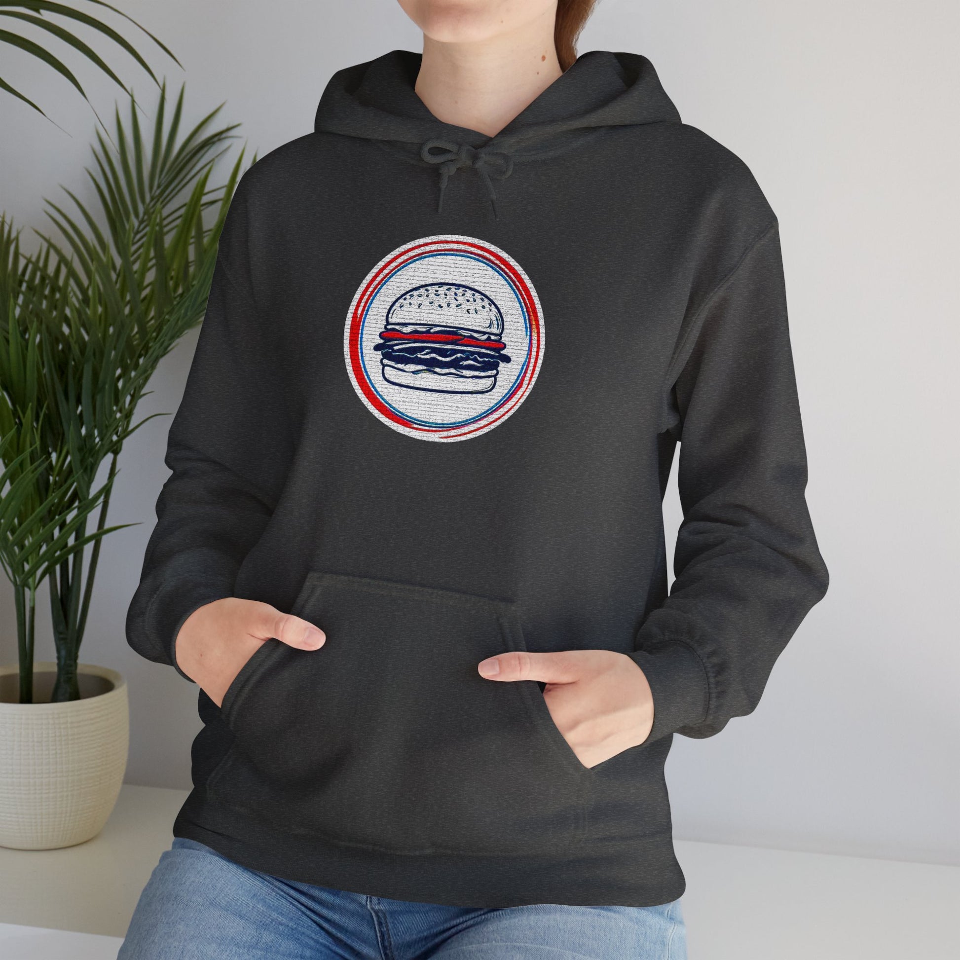 Unisex Heavy Blend™ Hooded Sweatshirt with Hamburger Design | OKEYCITY