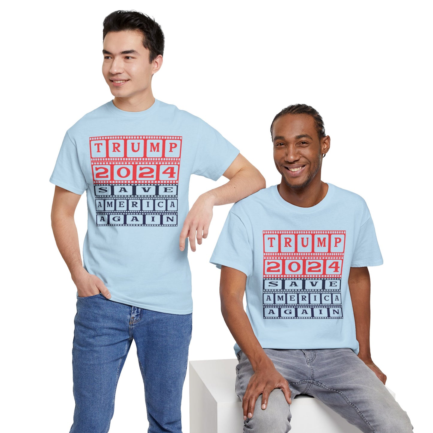 Unisex Heavy Cotton Tee with Trump 2024 Design | OKEYCITY