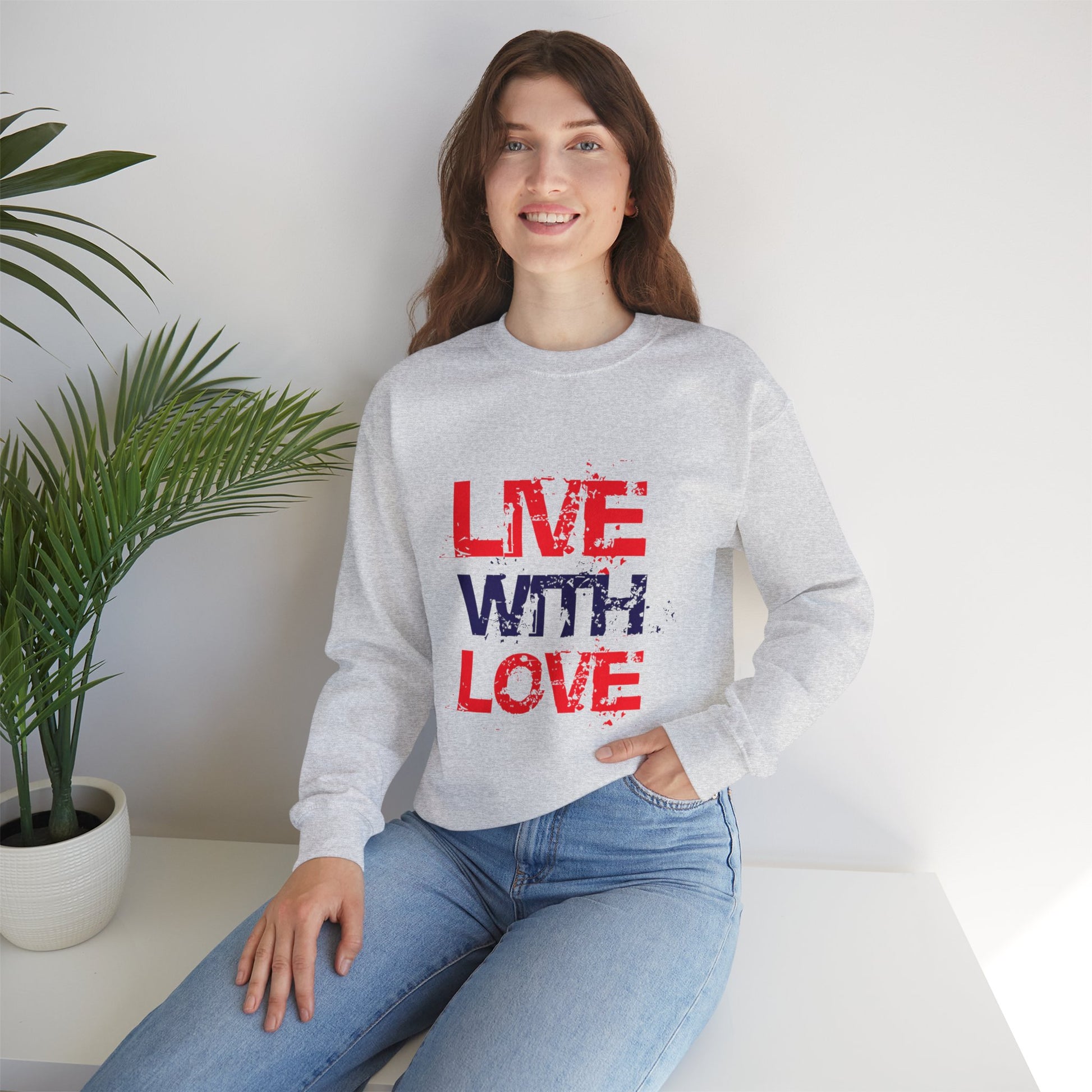 Unisex Heavy Blend™ Crewneck Sweatshirt with love Design | OKEYCITY