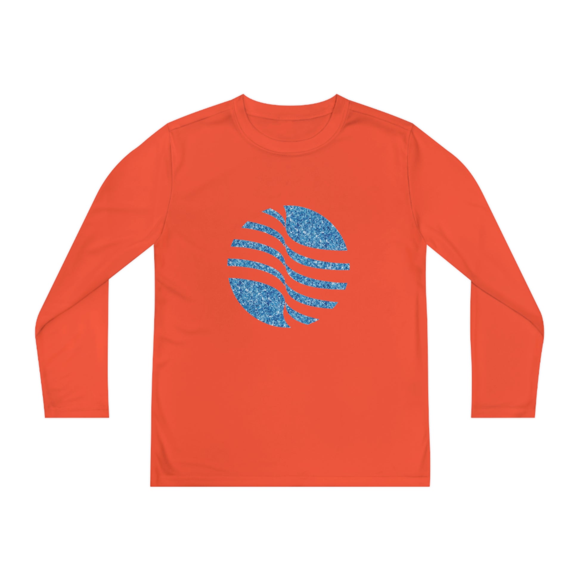 Youth Long Sleeve Competitor Tee with blue circle Design | OKEYCITY