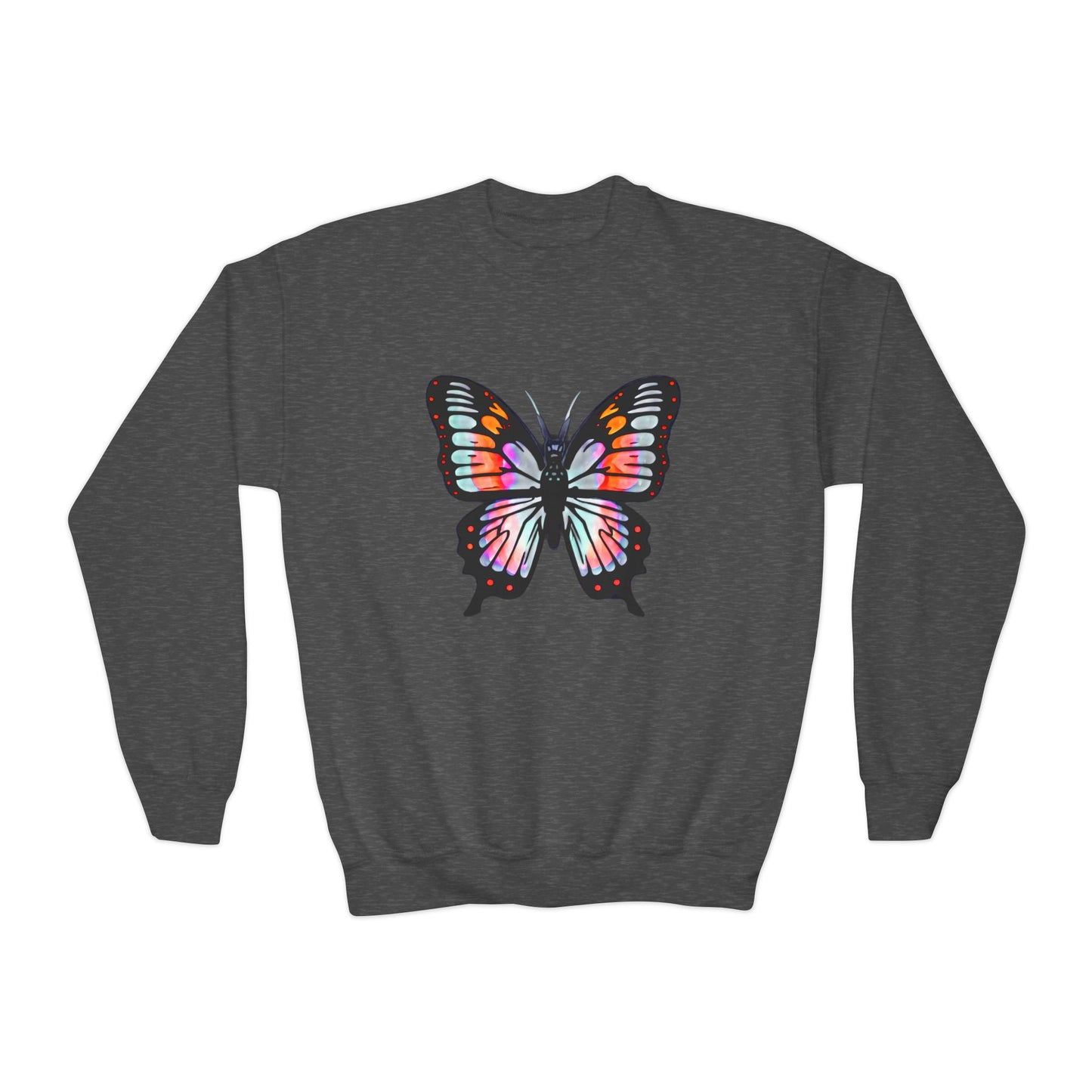 Youth Crewneck Sweatshirt with Butterfly Design | OKEYCITY