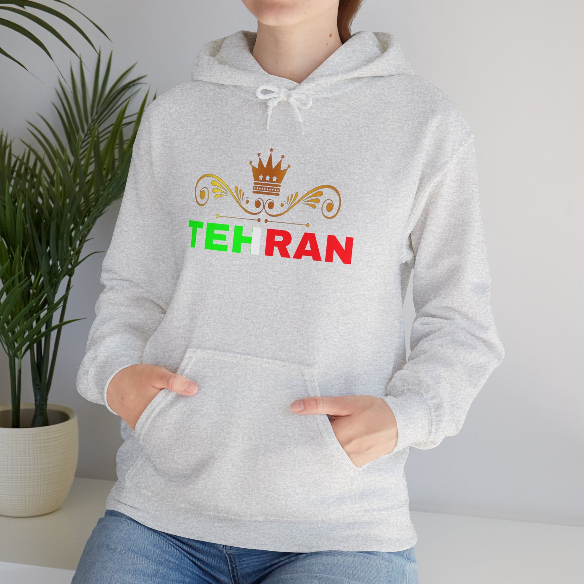 Unisex Heavy Blend™ Hooded Sweatshirt With Tehran and Iran Symbol Design | OKEYCITY