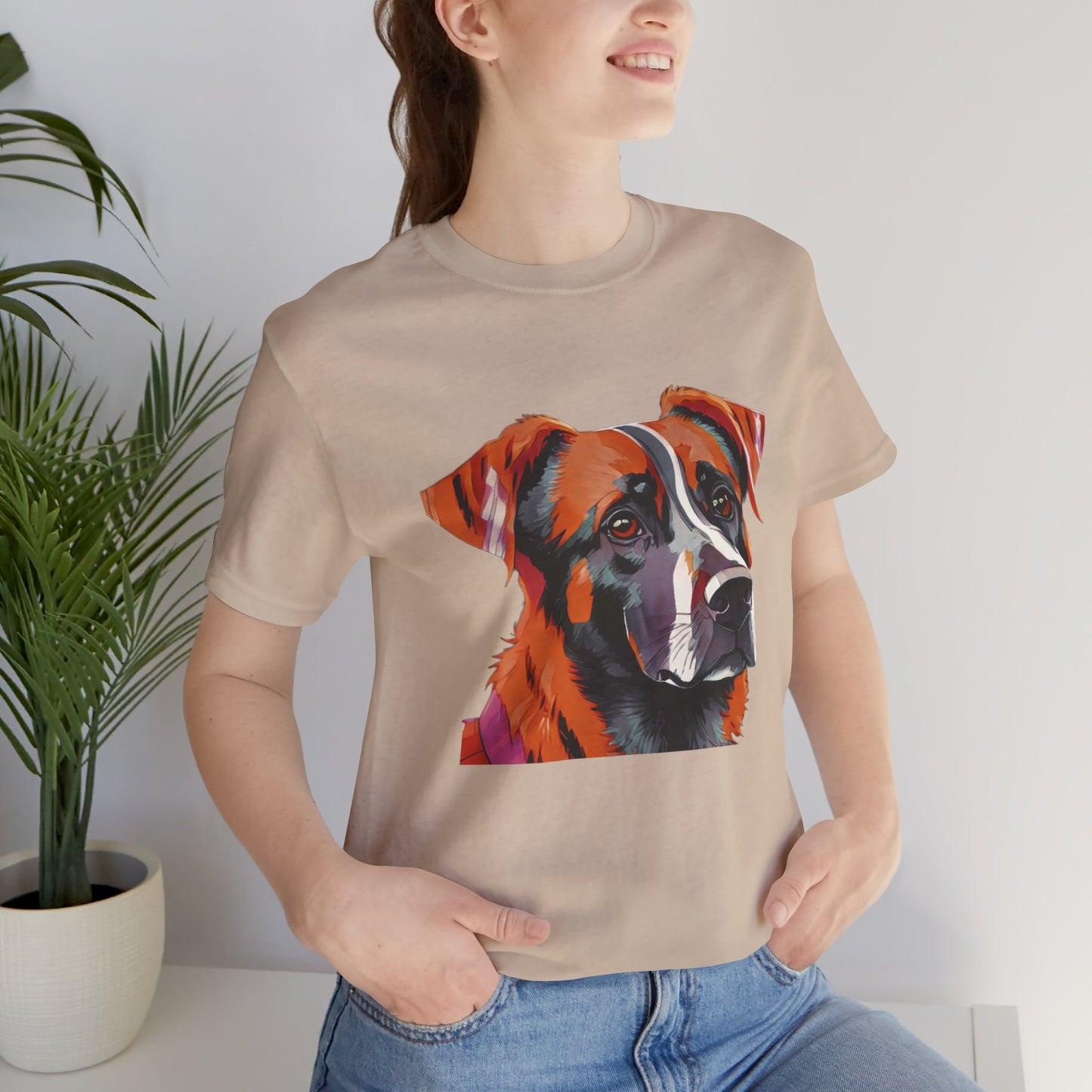 Unisex Jersey Short Sleeve Tee with dog design | OKEYCITY