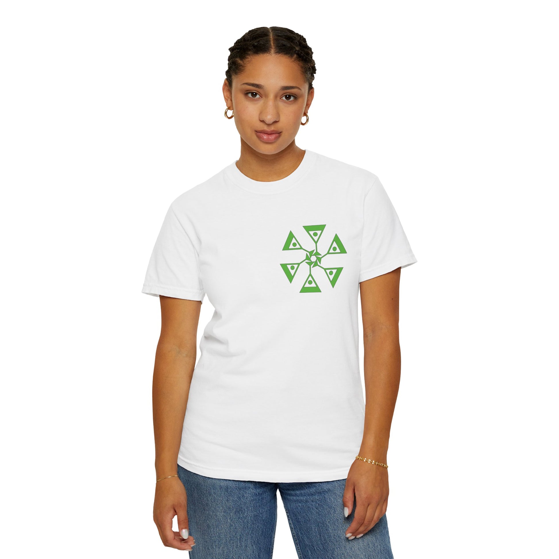 Unisex Garment-Dyed T-shirt with green pattern Design | OKEYCITY