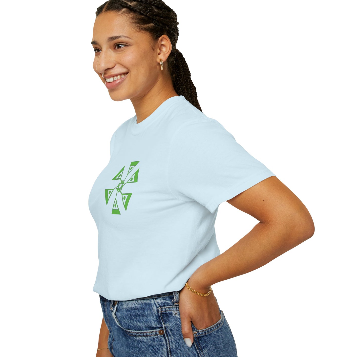 Unisex Garment-Dyed T-shirt with green pattern Design | OKEYCITY