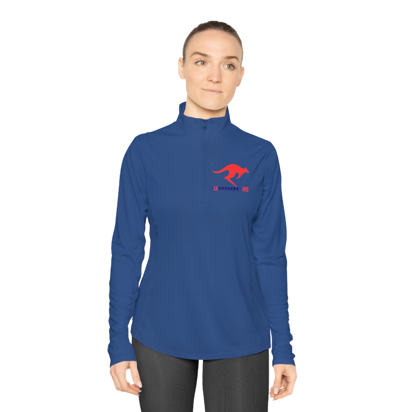 Ladies Quarter-Zip Pullover with kangoromarket brand design | OKEYCITY