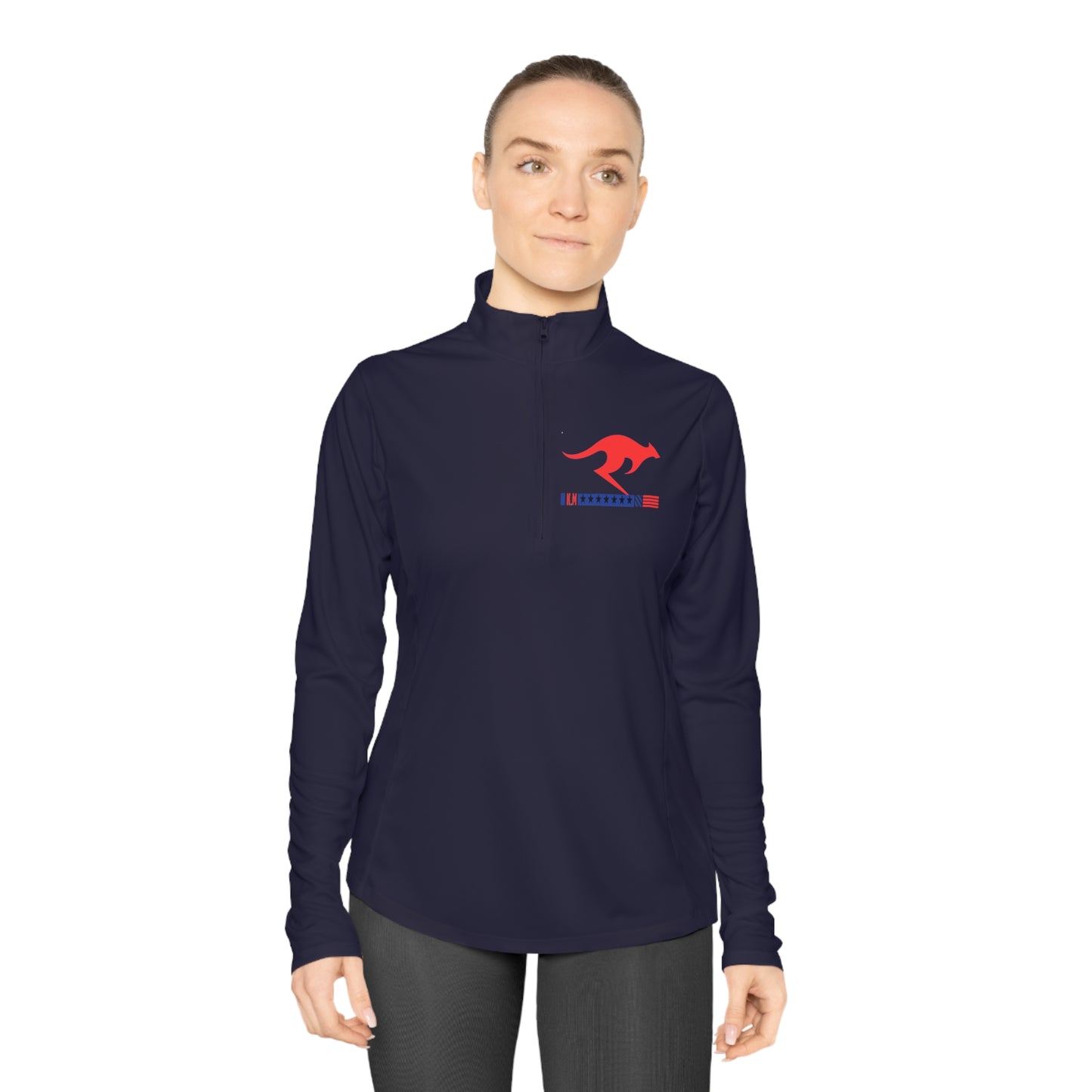 Ladies Quarter-Zip Pullover with kangoromarket brand design | OKEYCITY