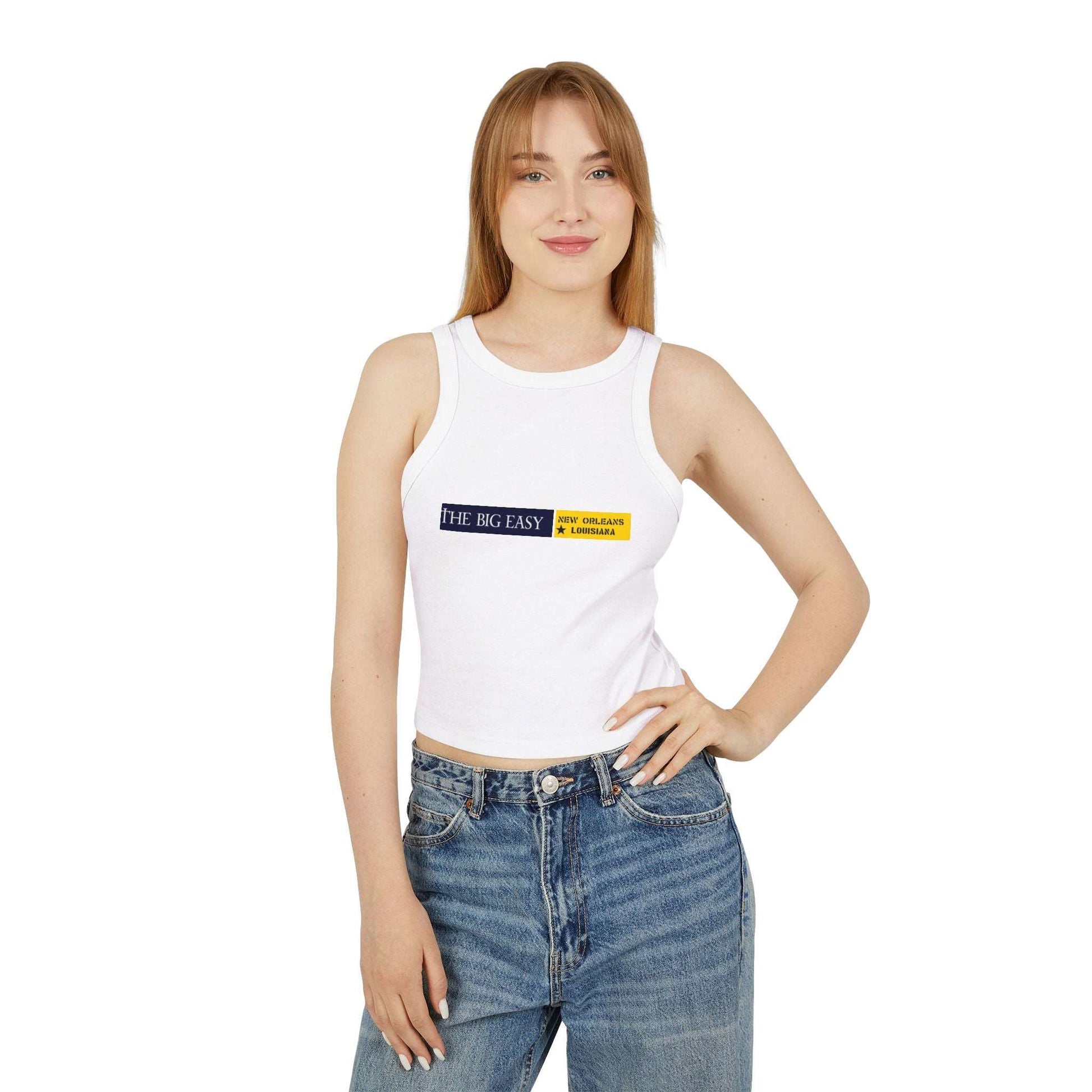 Women's Micro Rib Racer Tank Top | OKEYCITY