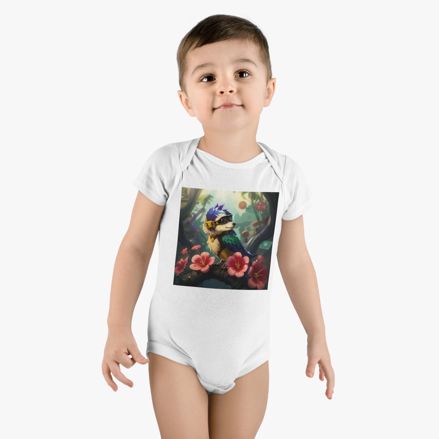 Onesie® Organic Baby Bodysuit With Fantasy Bird Design | OKEYCITY