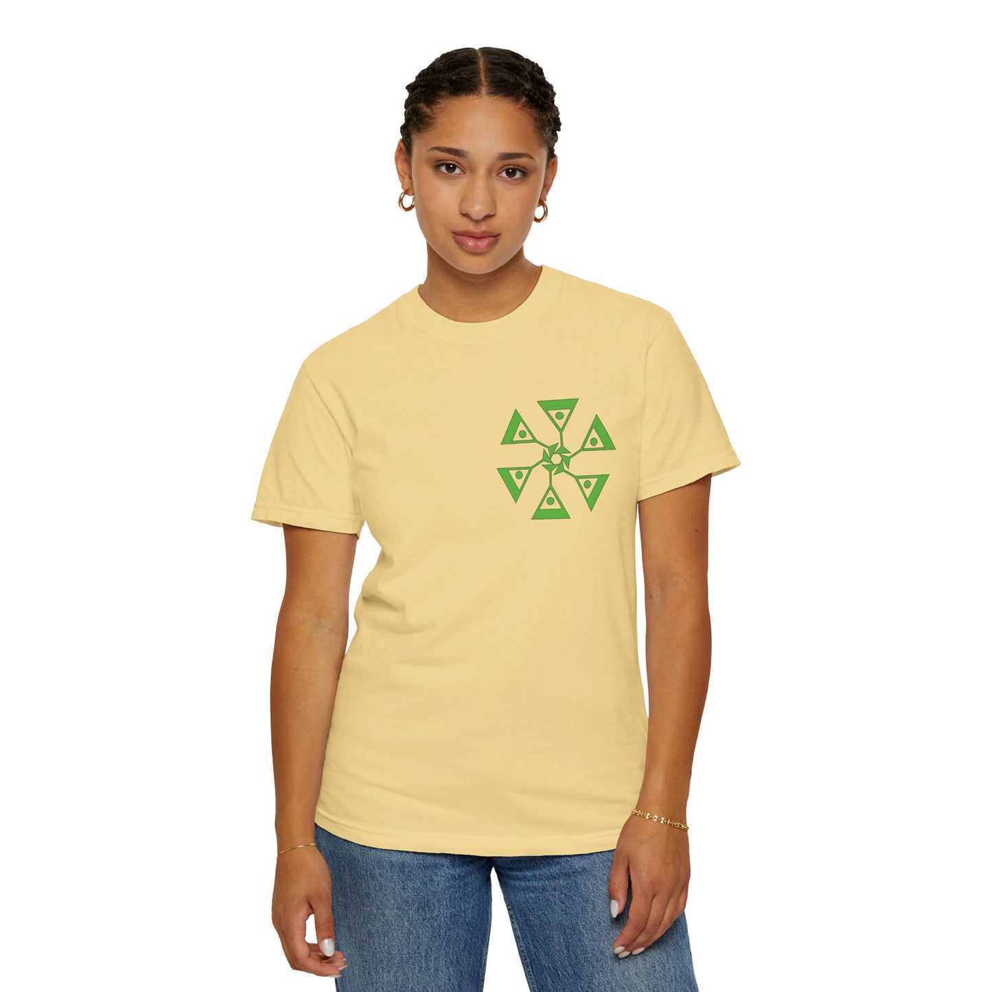 Unisex Garment-Dyed T-shirt with green pattern Design | OKEYCITY