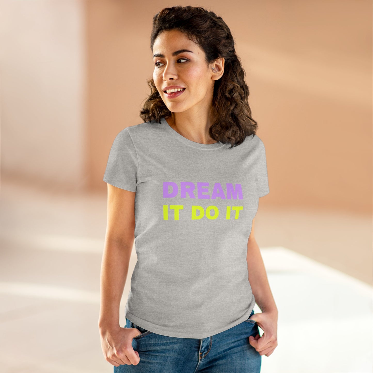 Women's Midweight Cotton Tee With Typography Design | OKEYCITY