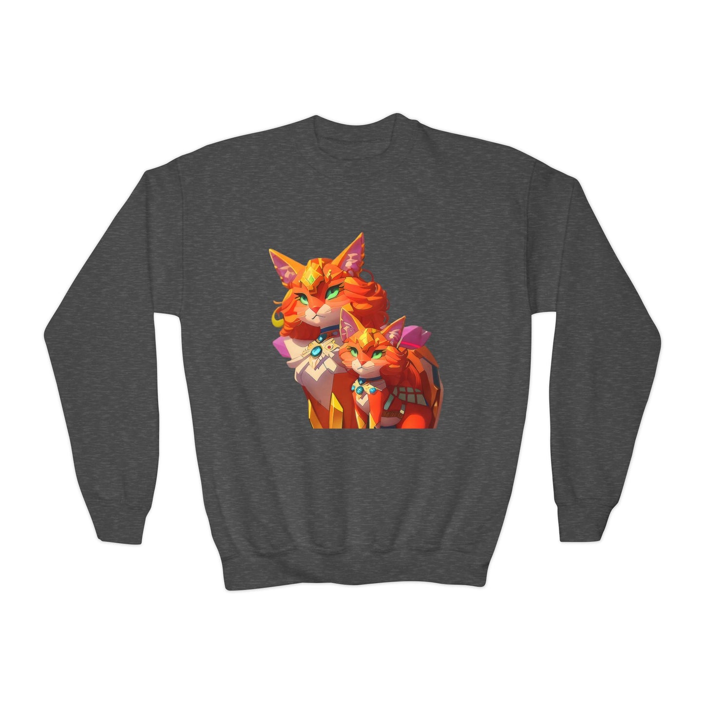 Youth Crewneck Sweatshirt with cats vector Design | OKEYCITY