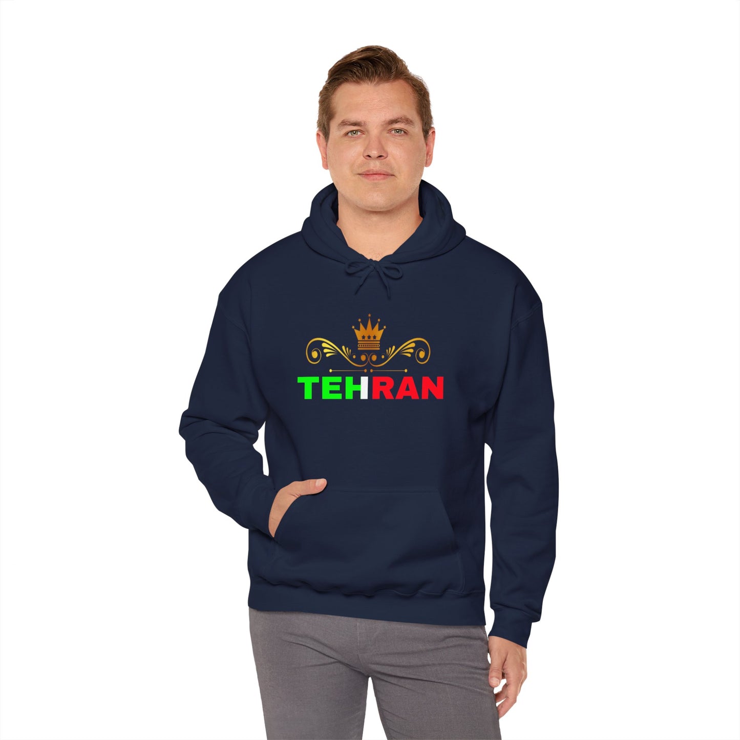 Unisex Heavy Blend™ Hooded Sweatshirt With Tehran and Iran Symbol Design | OKEYCITY