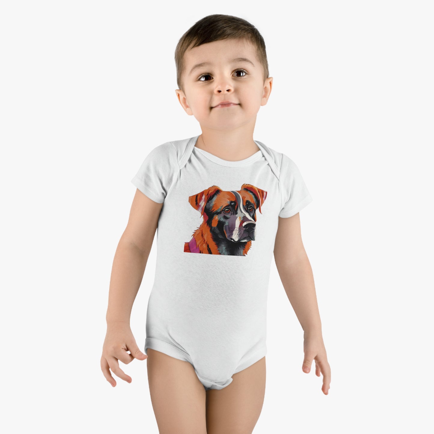 Baby Short Sleeve Onesie® with vector dog Design | OKEYCITY