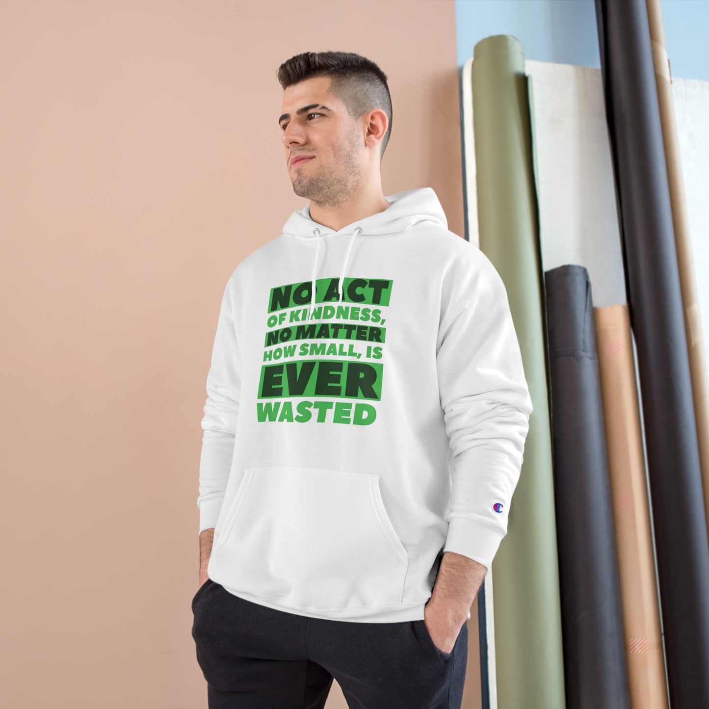 Champion Hoodie With Green Text Design | OKEYCITY