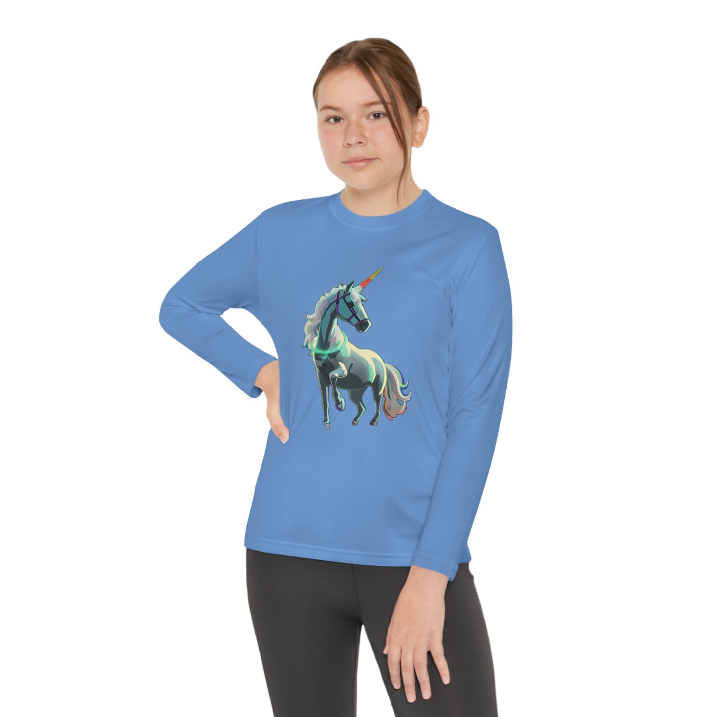 Youth Long Sleeve Competitor Tee with Unicorn Design | OKEYCITY