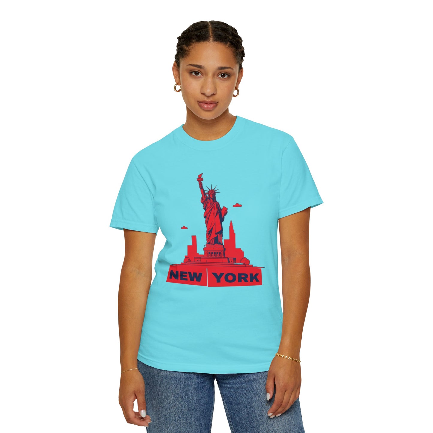 Unisex Garment-Dyed T-shirt with vector New York city Design | OKEYCITY