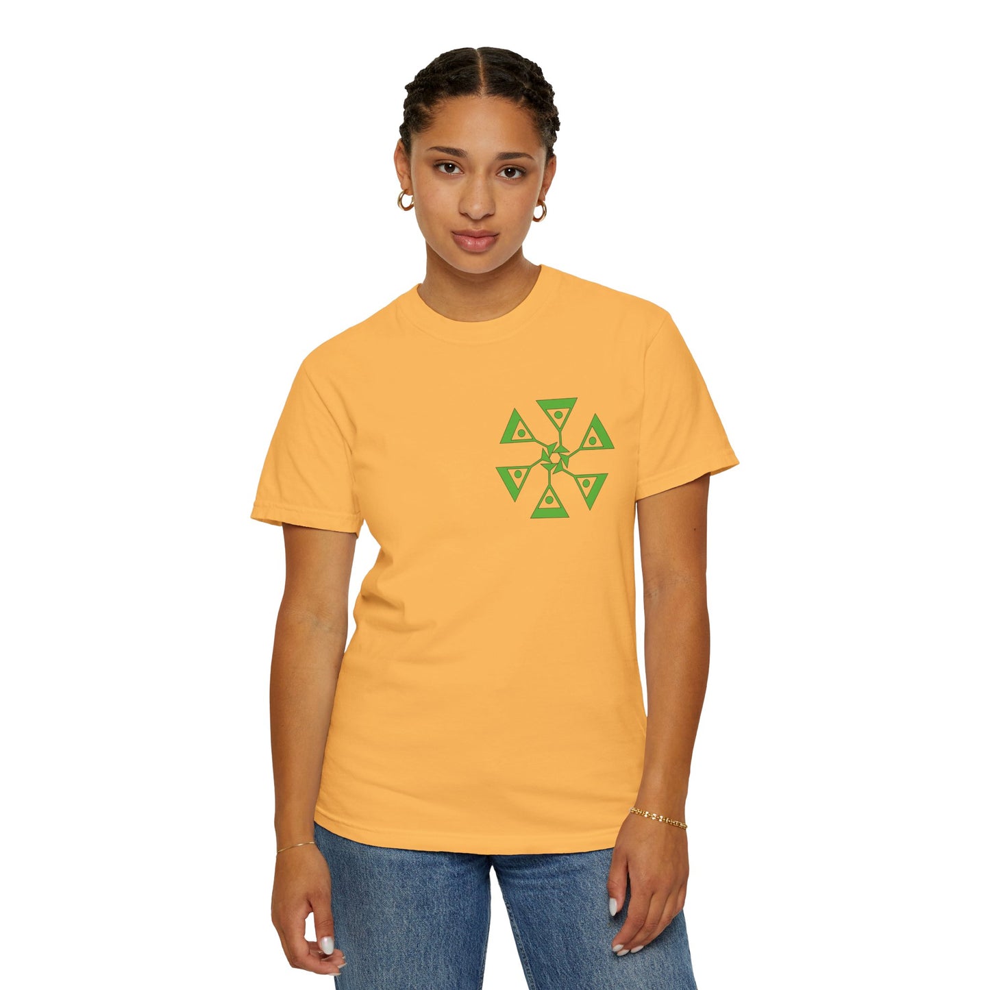 Unisex Garment-Dyed T-shirt with green pattern Design | OKEYCITY